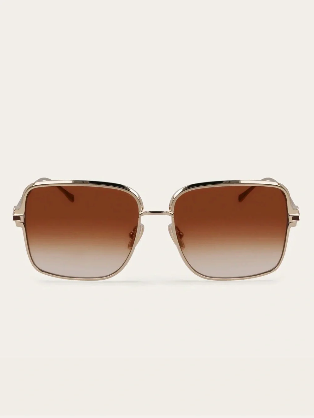 New Salvatore Ferragamo SF317S 704 Brown Lens Square Metal Women Sunglasses